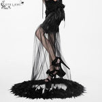 Feather Floor Length Gown Sexy Ladies Elastic Satin Half Fishtail Skirt With Flower