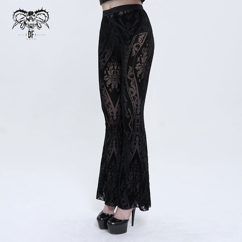 ‘Changes' Gothic Patterned Mesh Flared Pants