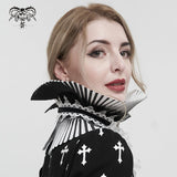 'Lead Powder' Gothic Pleated and Striped High Collar