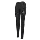 Gothic Laced Up Sexy Women Knit Black Leggings