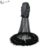 Feather Floor Length Gown Sexy Ladies Elastic Satin Half Fishtail Skirt With Flower