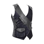 Band Asymmetric Punk Rock Men Black Waistcoats With Pockets