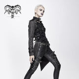 Five Pointed Star Spiked Zipper Up Punk Mesh Women Coat With Loops