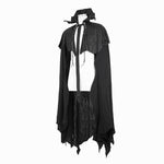Gothic Noble Count Darkness High Neck Cotton And Linen Tattered Cloak