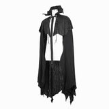 Gothic Noble Count Darkness High Neck Cotton And Linen Tattered Cloak