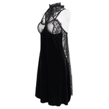 Seductress' Gothic Velvet Halterneck Lingerie