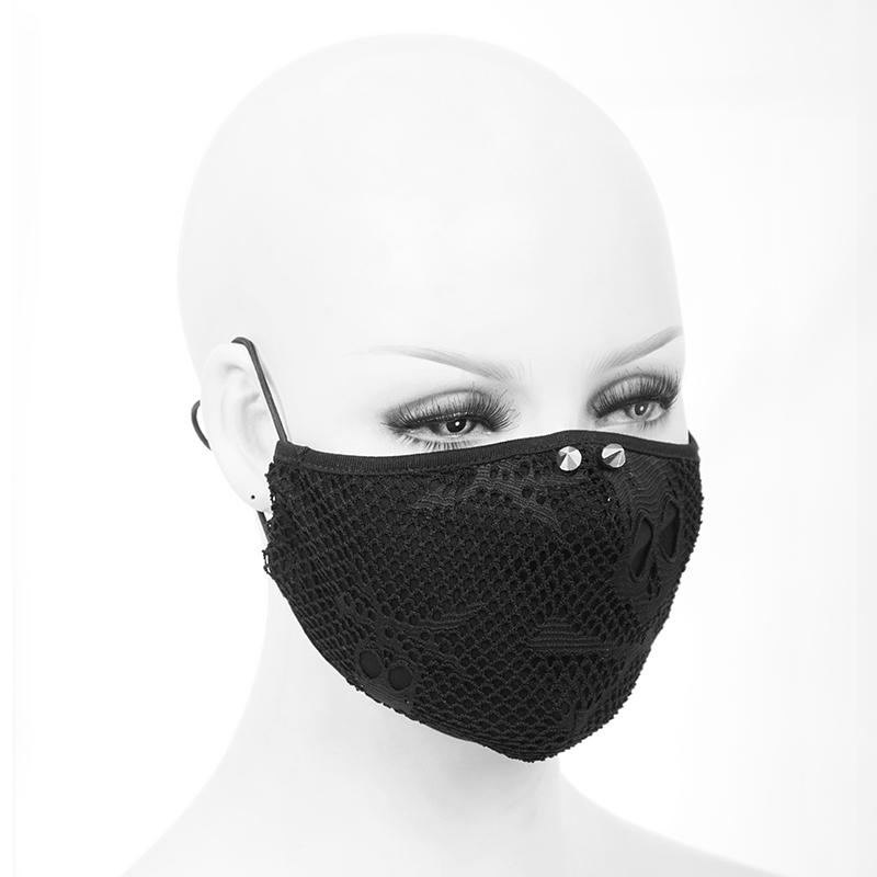 Punk Skeleton Printed Mesh Unisex Nailed Cotton Mask