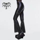 Autumn And Winter Street Wear Elegant Punk Women Flared Leather Pants