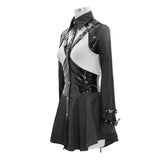 Sexy Women Hollow Out Design Fetish Leather Dress Shirts With Straps