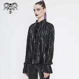 Sht05501 Cyberpunk Bright Black Pleated Blouse