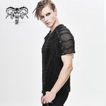 Punk Darkness Tattered Striped Summer Men Short Sleeved T Shirt