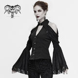 Daily Fancy Costume Sexy Ladies Gothic Off The Shoulder Flare Sleeves V Neck Shirts