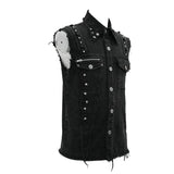 Summer Worn Out Metallic Bullet Clip Black Punk Rock Sleeveless Men Shirts