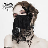 Mysterious Sexy Ladies Floral Gothic Cotton Mask With Eyelash Lace Veil