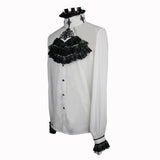 Gothic Western Fashion Palace Embroidered Ruffled Sleeves White Men Chiffon Shirts