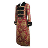 Pirate Style Red And Gold Jacquard Gothic Pattern Men Long Coat