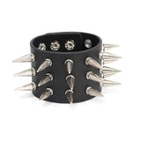 Punk Unisex Heavy Metal Wide Multi Row Spiked Leather Bracelet