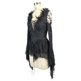 Big V Neck Off The Shoulder Sexy Women Lace Up Long Sleeves T Shirt