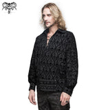 Spring Gothic Lace Up Neckline Skull Printed Men Shirt With Braids