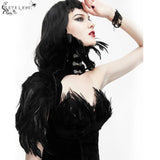 Gothic Sexy Ladies One Shoulder Feather Velveteen Collar With Metal Clasp