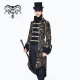 Pirate Costume Gothic Paisley Jacquard Fake Two Pieces Golden Men Long Coat